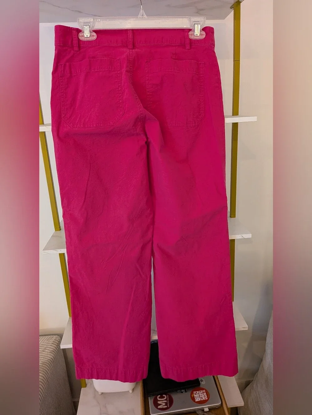 J. Crew Factory Bright Pink Wide-Leg Cotton Pants